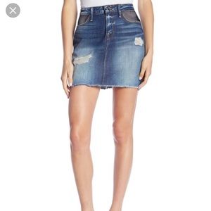 Good American Fishnet Mini Denim Skirt